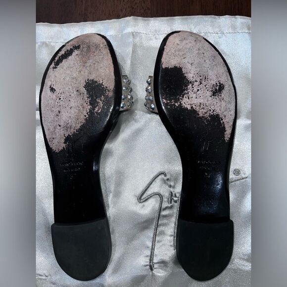 Giuseppe Zanotti Tan Suede Rhinestone Flat Slip-on Sandals 37 / US 6.5 Italy - Picture 9 of 11